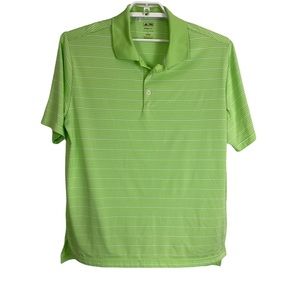 Adidas Mens Shirt Size Large L Polo Green Striped